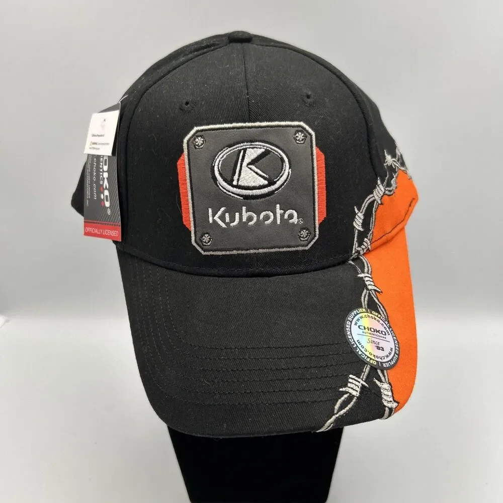 Kubota Choko Embroidered Barbed Wire Black Orange Adjustable Hat Cap NWT